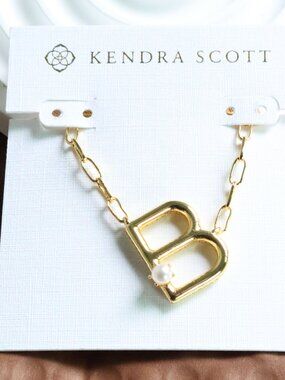 Kendra Scott Freshwater Cultured Pearl Gold Necklace - Letter B